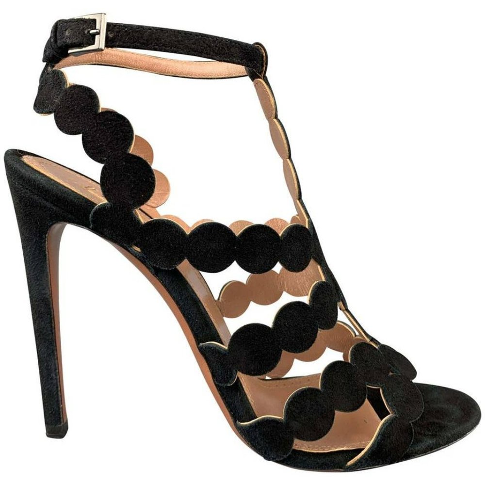 ALAÏA Suede Laser Cut Strappy Sandals - Picture 5 of 12